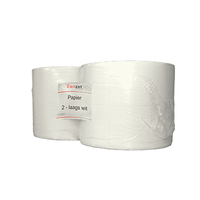 Eenzet Papier 2-laags wit (2 rollen)